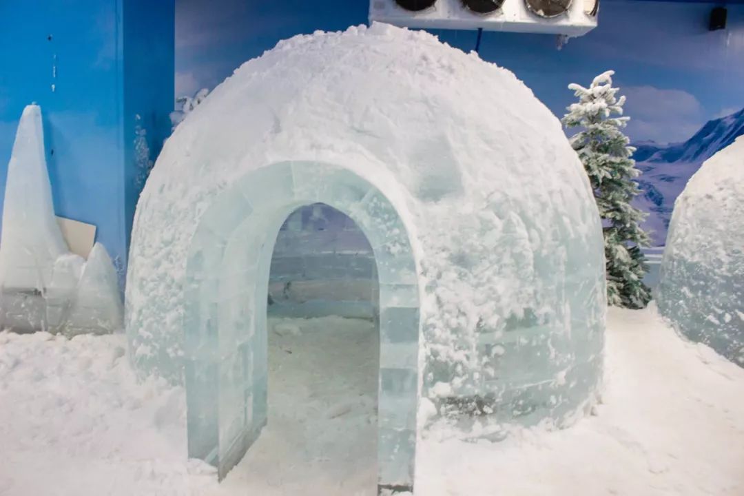 北极因纽特风情的冰屋,用冰砖砌成,是拍照打卡的好地方,还可以钻到