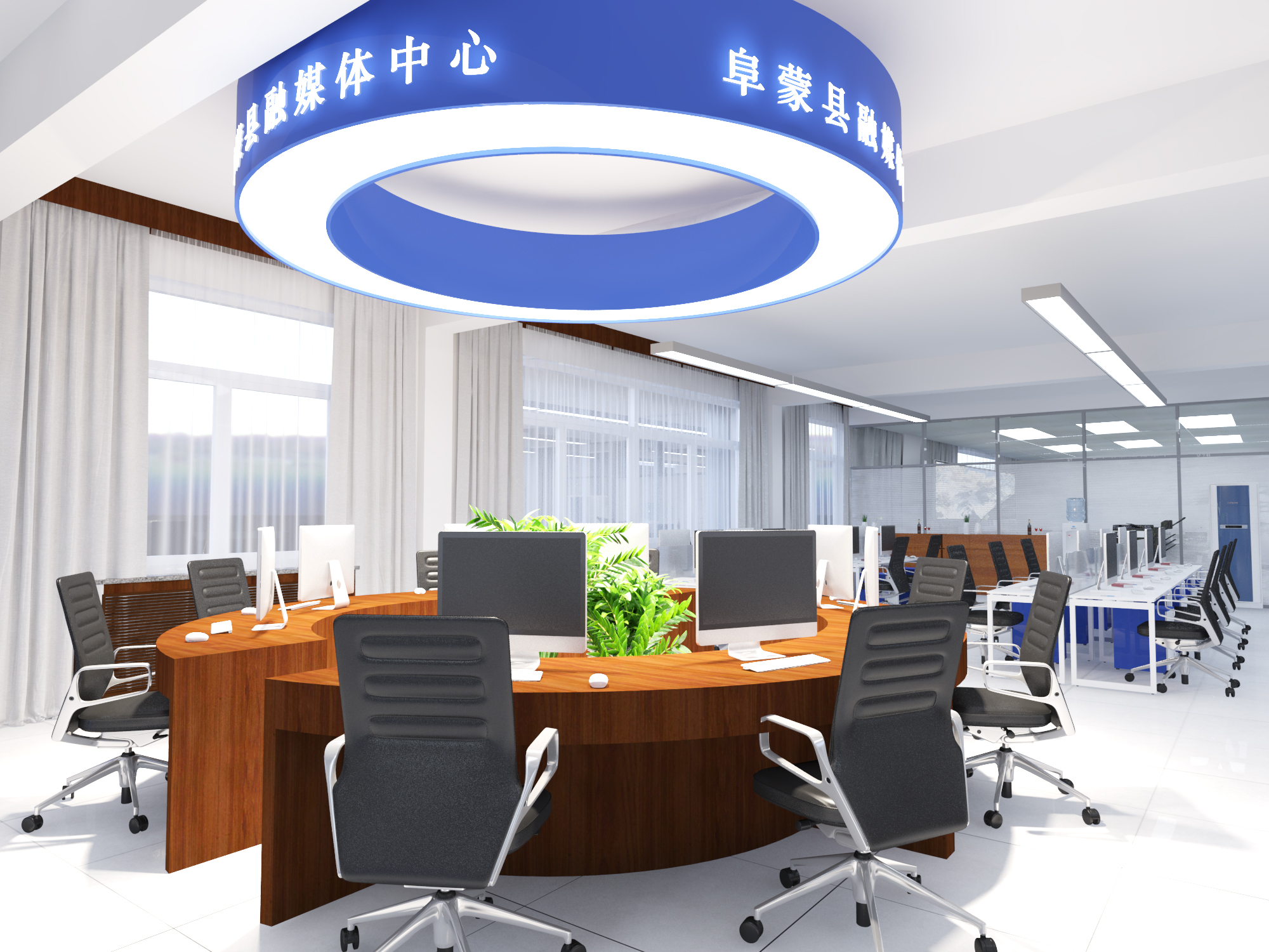 阜蒙县融媒体中心设计,办公室设计