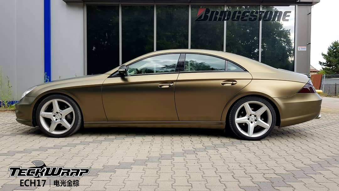 奔驰汽车改色贴膜teckwrap美国秃鹰ech17电光金棕(波兰出品)