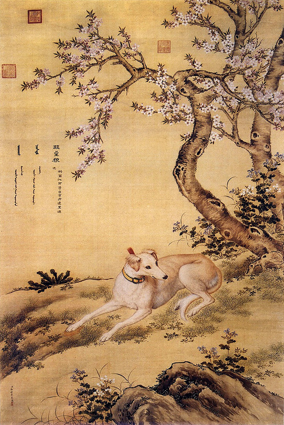 清代·郎世宁《十骏犬图》之二睒星狼作品:十骏犬图之一 睒星狼作者