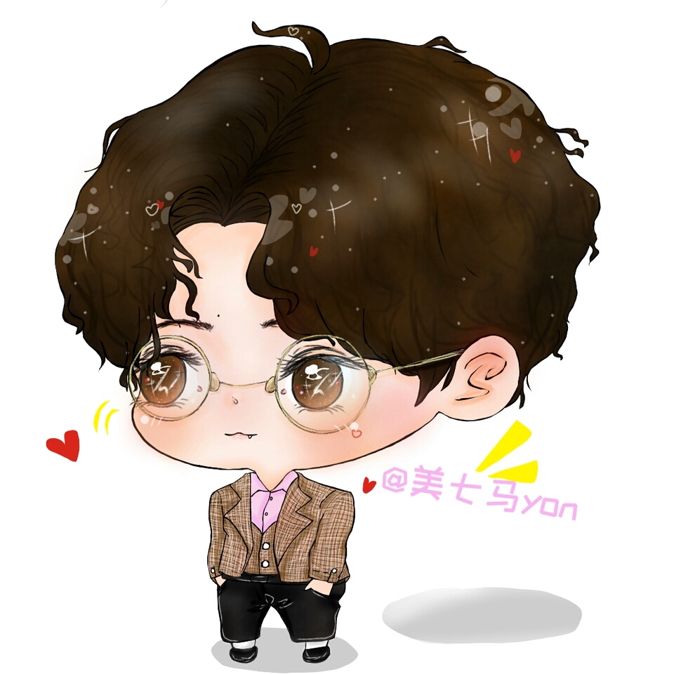 饭绘:鹿晗大头q版斯文公子哥可爱上线
