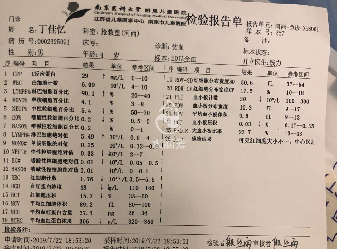 4岁孩子患上急性淋巴白血病