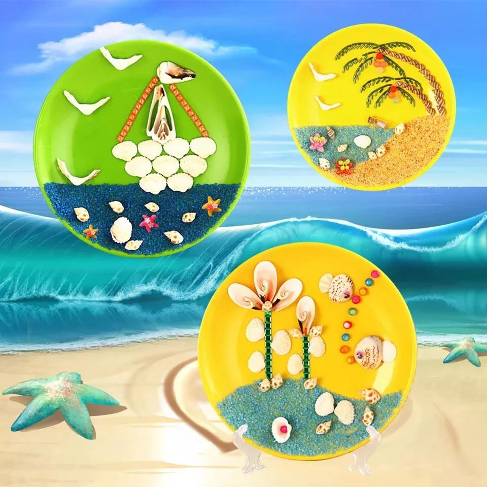 小小的圆盘装着的不只是贝壳还有宝贝们的想象力动动手,动动脑快乐就