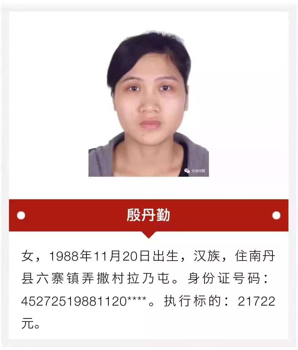 曝光老赖南丹27人拒不履行生效裁判失信名单如下
