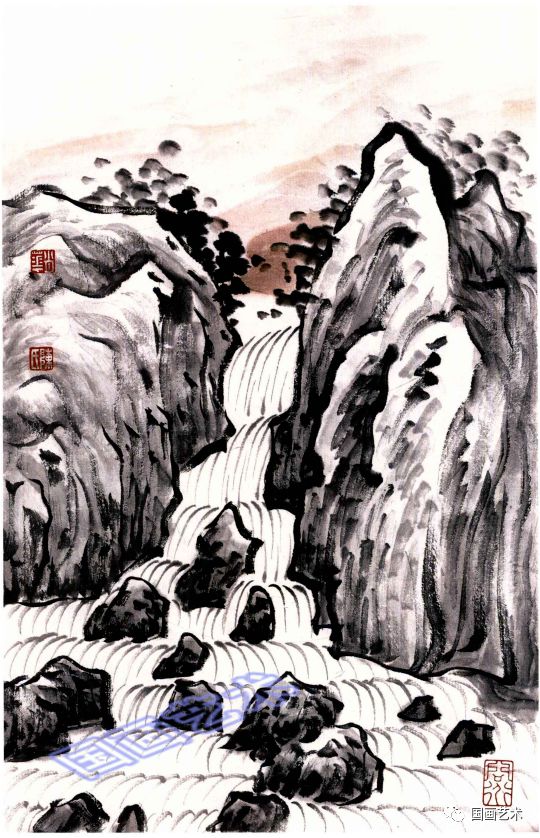 图文教程一步一步学画泉瀑