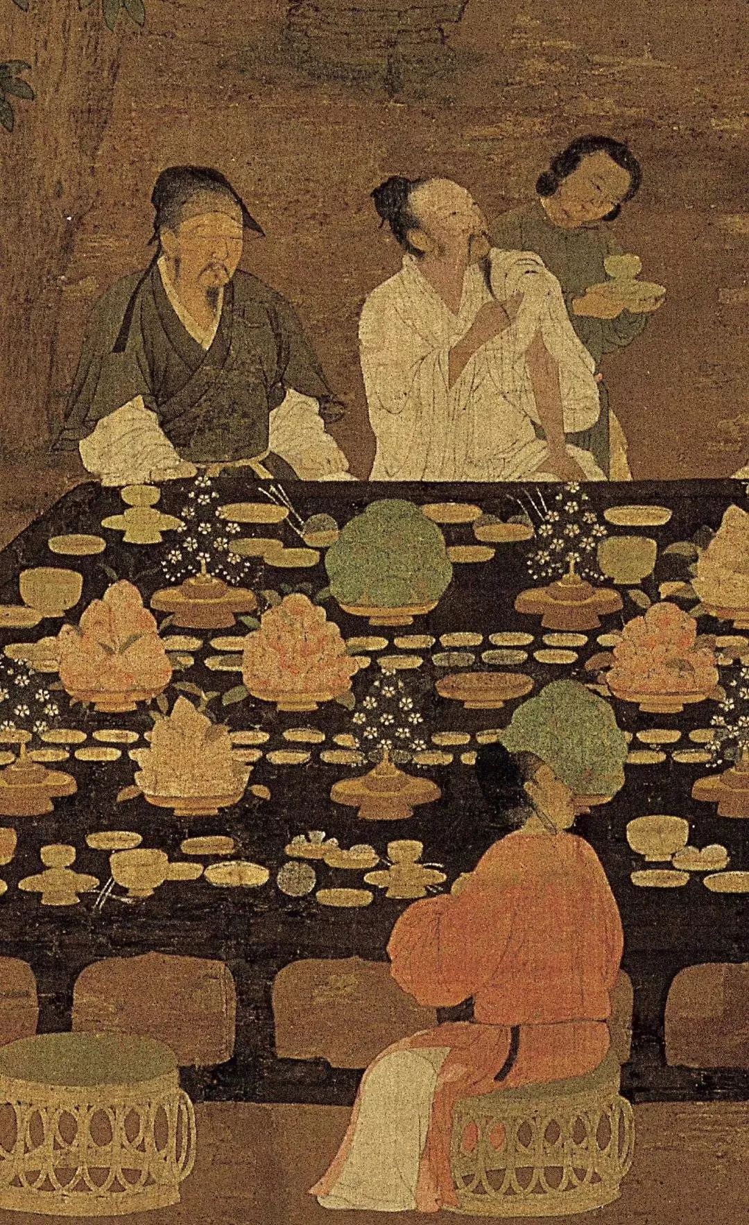 赵佶,宫廷画家《文会图》(局部),绢本设色,184.4×123.