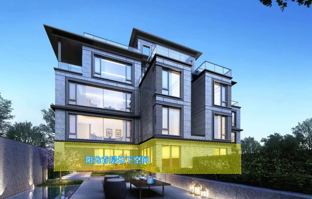 "双首层"的设计保证了地下层面的采光度,同时极大的提高了通风性和