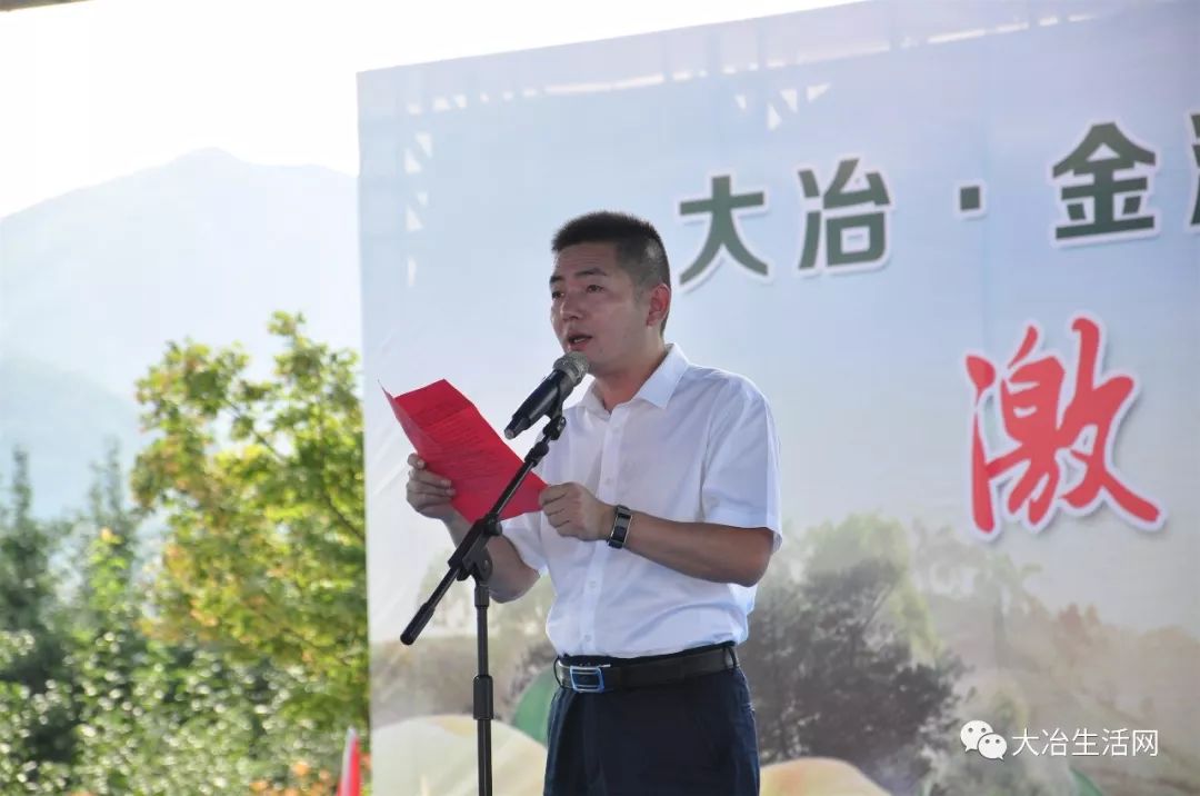 大冶市人民政府副市长周湘平宣布大冶金湖第三届黄桃节正式开幕本次