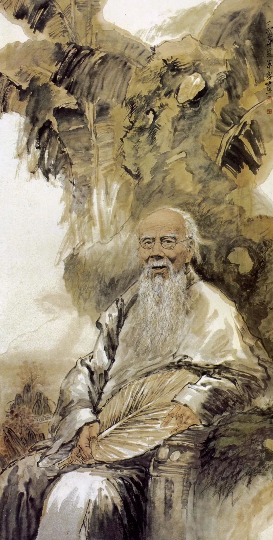 白石山翁消暑图 180*98cm 2019年磐石气节 鲁迅 180*98cm 2008年吉日