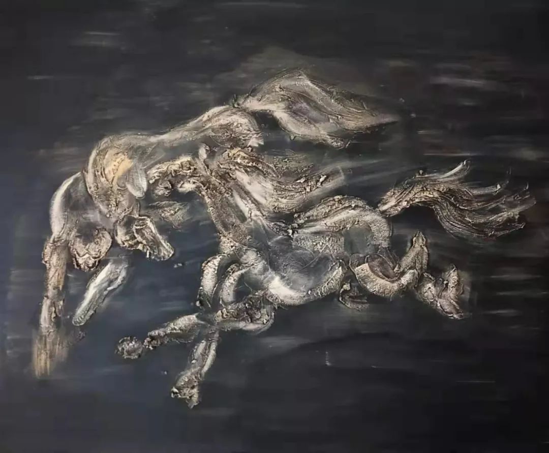 画家阿鲁斯一骑绝尘的草原蒙古马