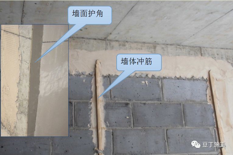 9 石膏砂浆墙面需进行冲筋,间距≤1500mm;阳角部位2m以下需做护角