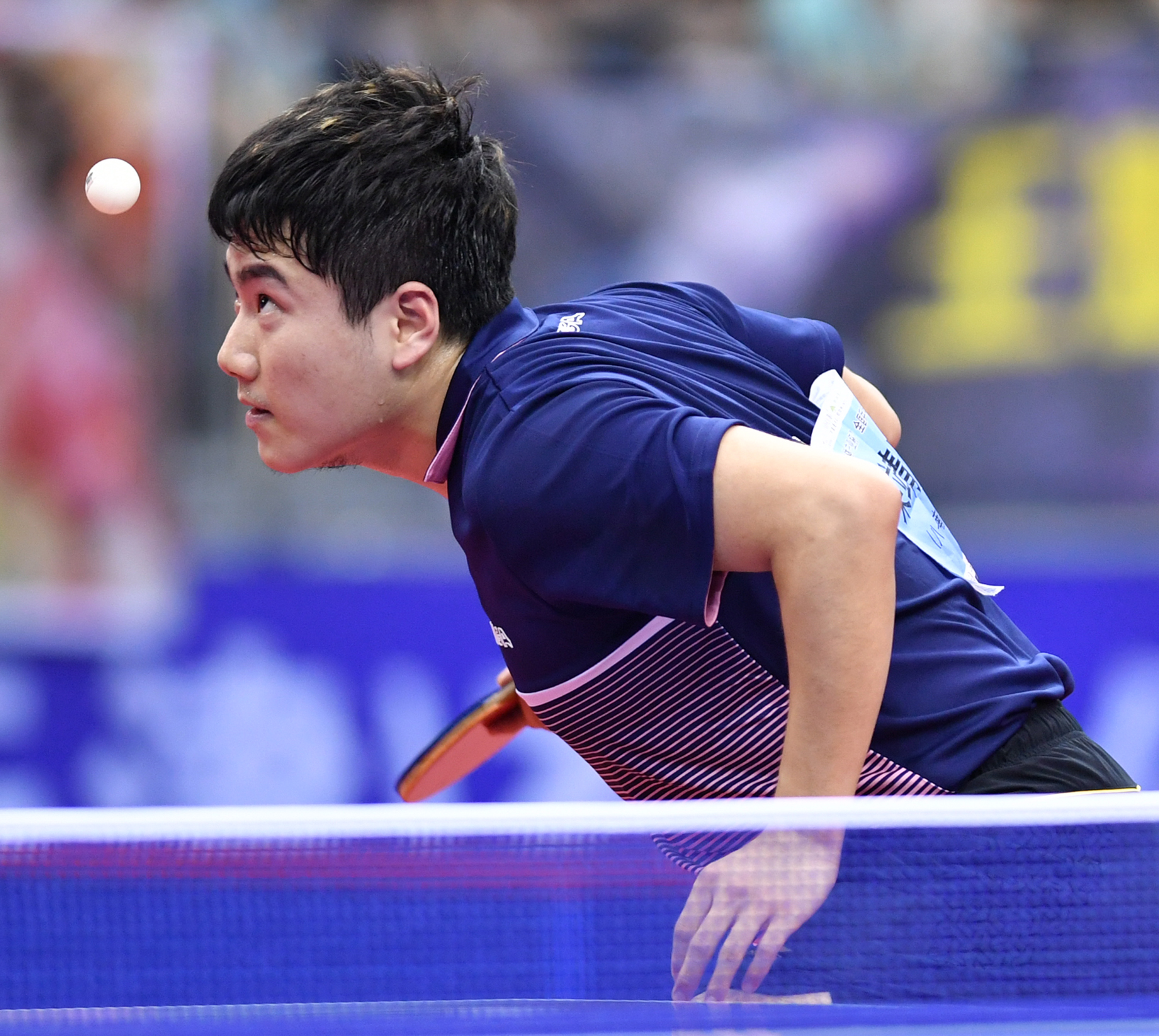 当日,在天津武清举行的2019年全国乒乓球锦标赛男子单打四分之一决赛