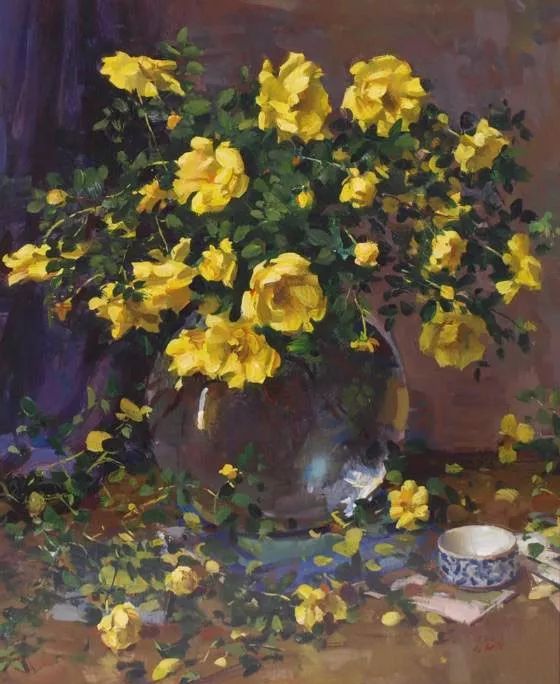 精美静物花卉美国画家delbertgish油画作品赏析