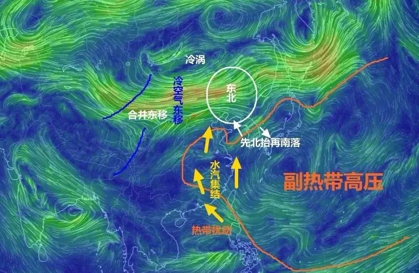 高压的共同影响,一场大范围的降雨已经从中国的西南开始向东北推进