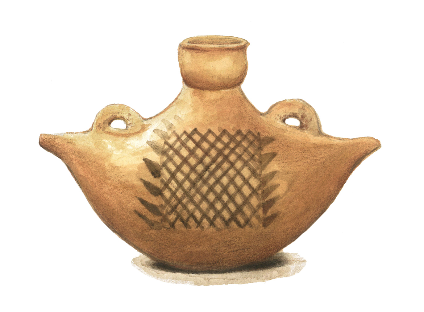 船形彩陶壶 仰韶文化(约公元前5000—前3000年)