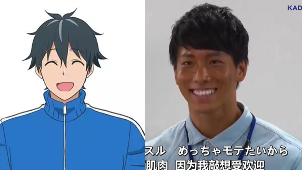 的教练,左图是动漫里的人设图,名字叫街雄,是一位能"变身"的肌肉教练