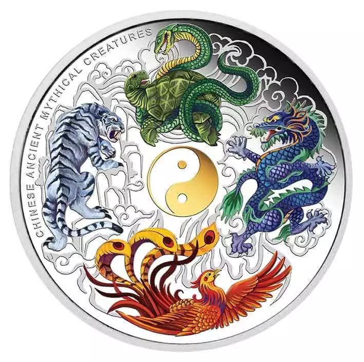 图瓦卢2014年中国古代四大神兽彩色纪念银币除此之外,虎崇拜更是被