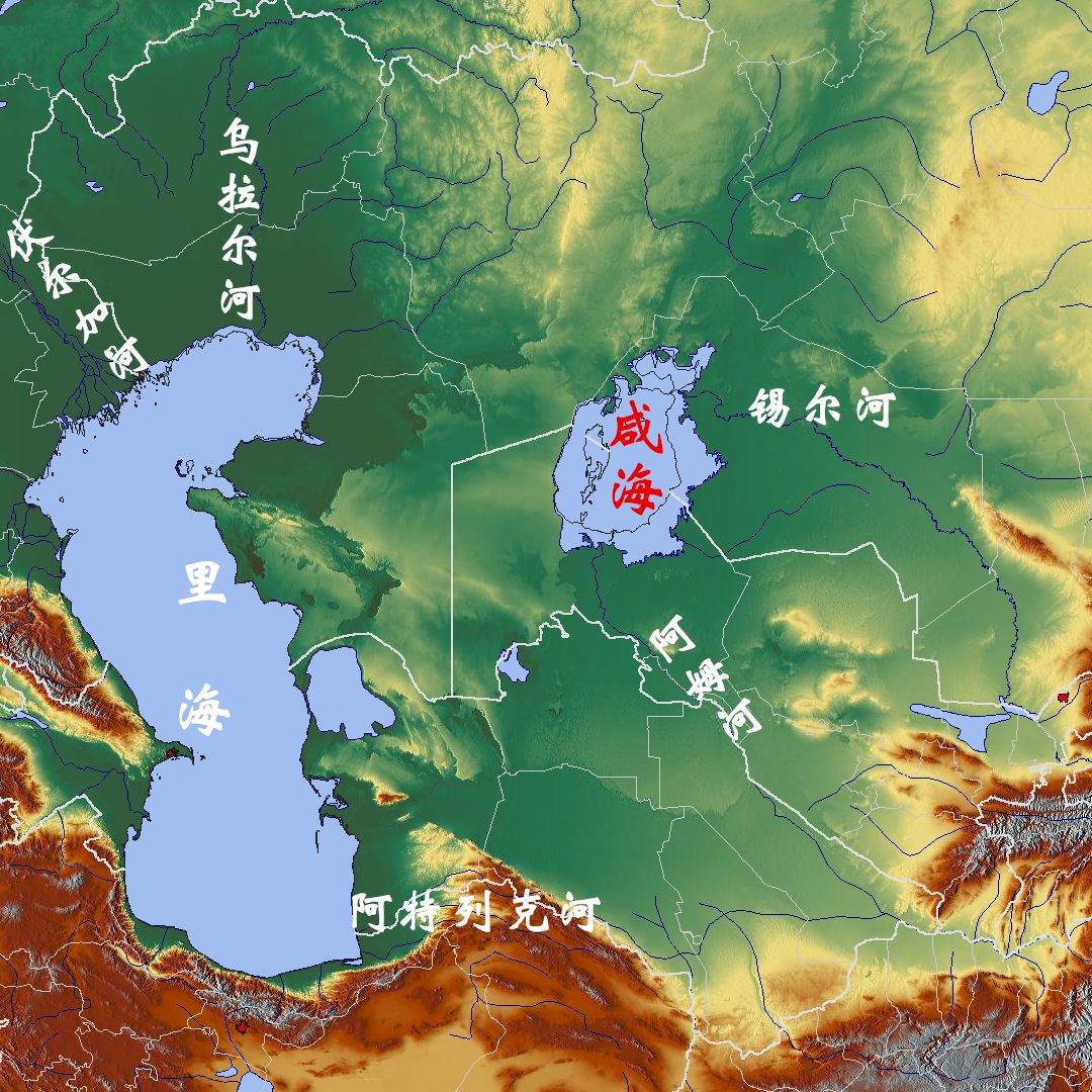 亚洲地形图彩色手绘图片