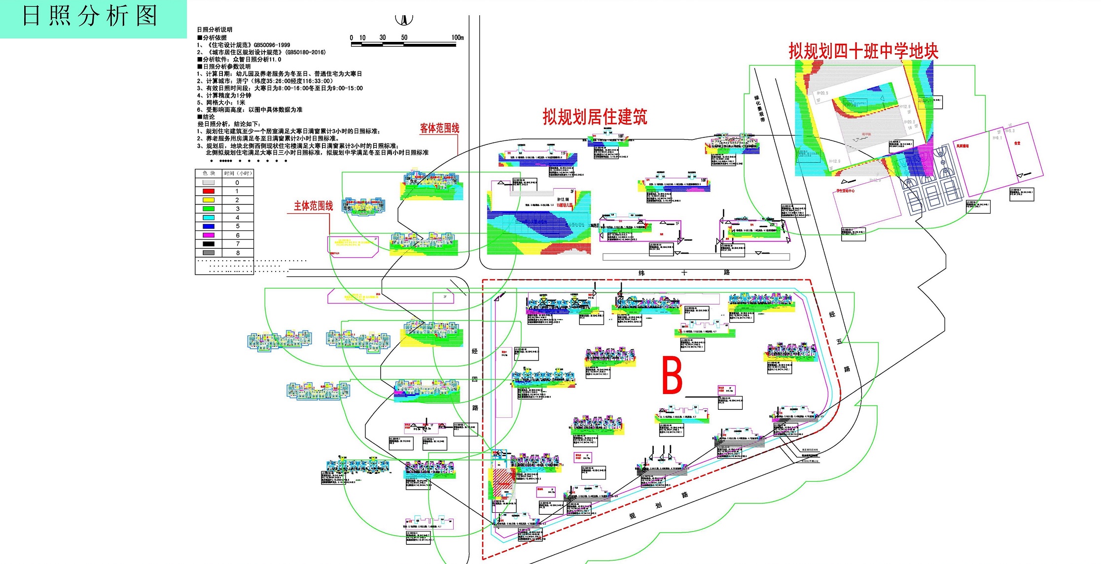 居住区日照分析图图片