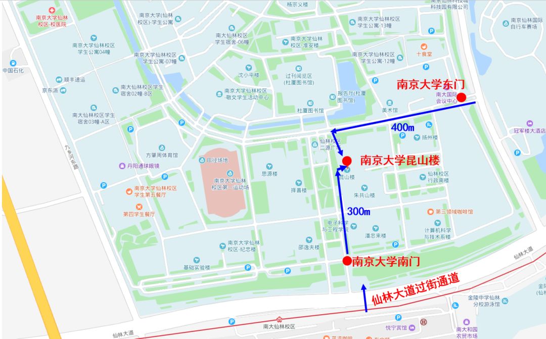 南京大学仙林校区交通示意图宾馆分布图