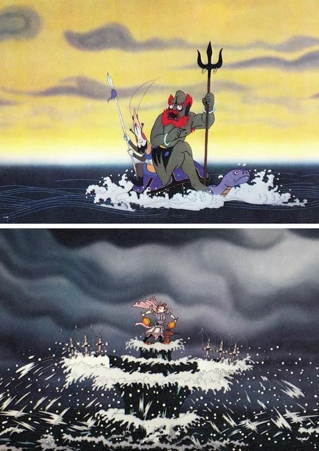 「《哪吒闹海》中的夜叉与敖丙,来源豆瓣」早期的动画加工,接的都是低