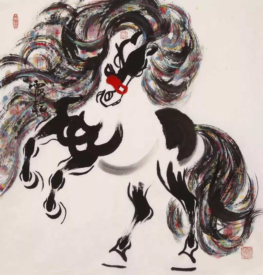 中国美术家协会理事郭震乾艺术节期间来通渭悦心国际书画村创作交流!