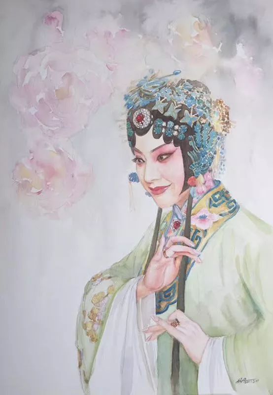 易丹 |《青衣》 水彩 纸本 36 x 51cm易丹 |《一花一世界 .