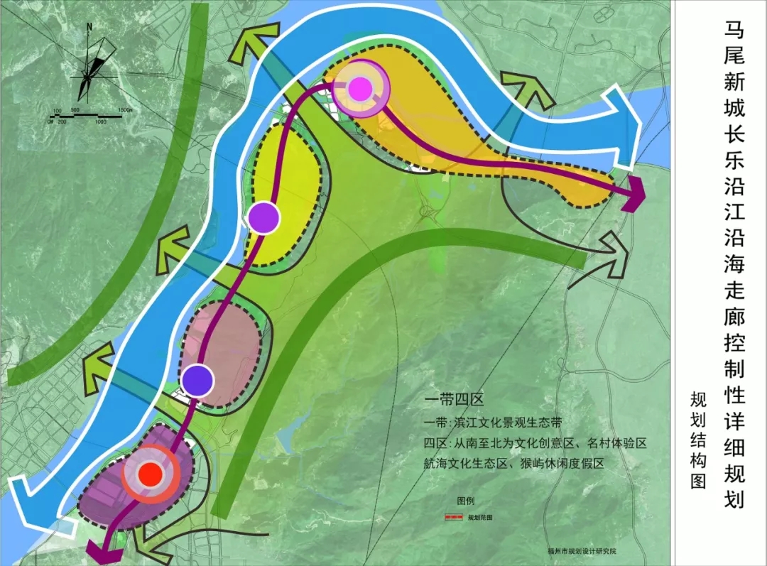 规划的要求,现状资源的特征,长乐沿江沿海走廊的总体定位为:马尾新城