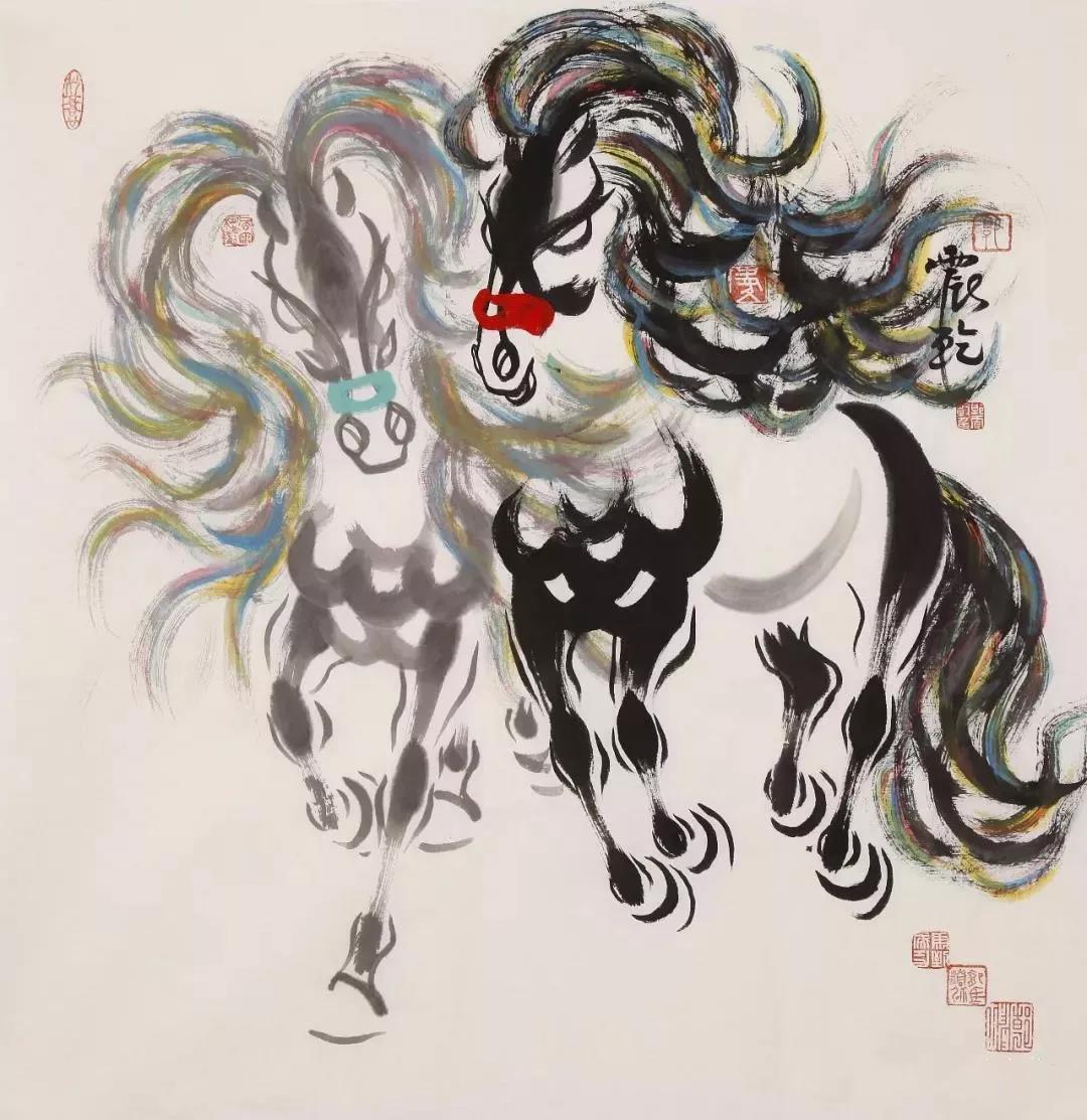 中国美术家协会理事郭震乾艺术节期间来通渭悦心国际书画村创作交流!