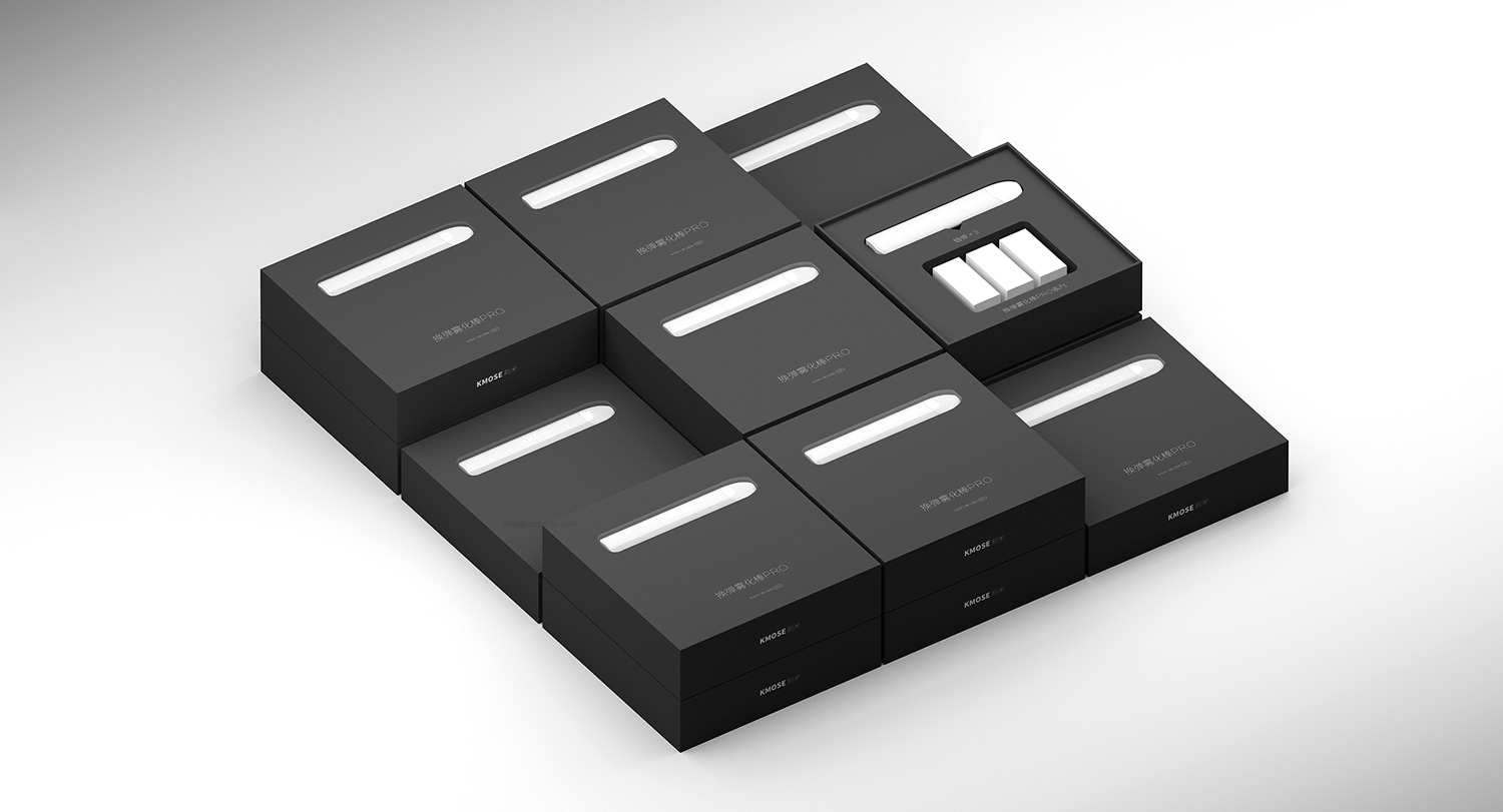 打开包装看到产品和配件陈列,就是刻米电子烟的舒适属性和电子科技感