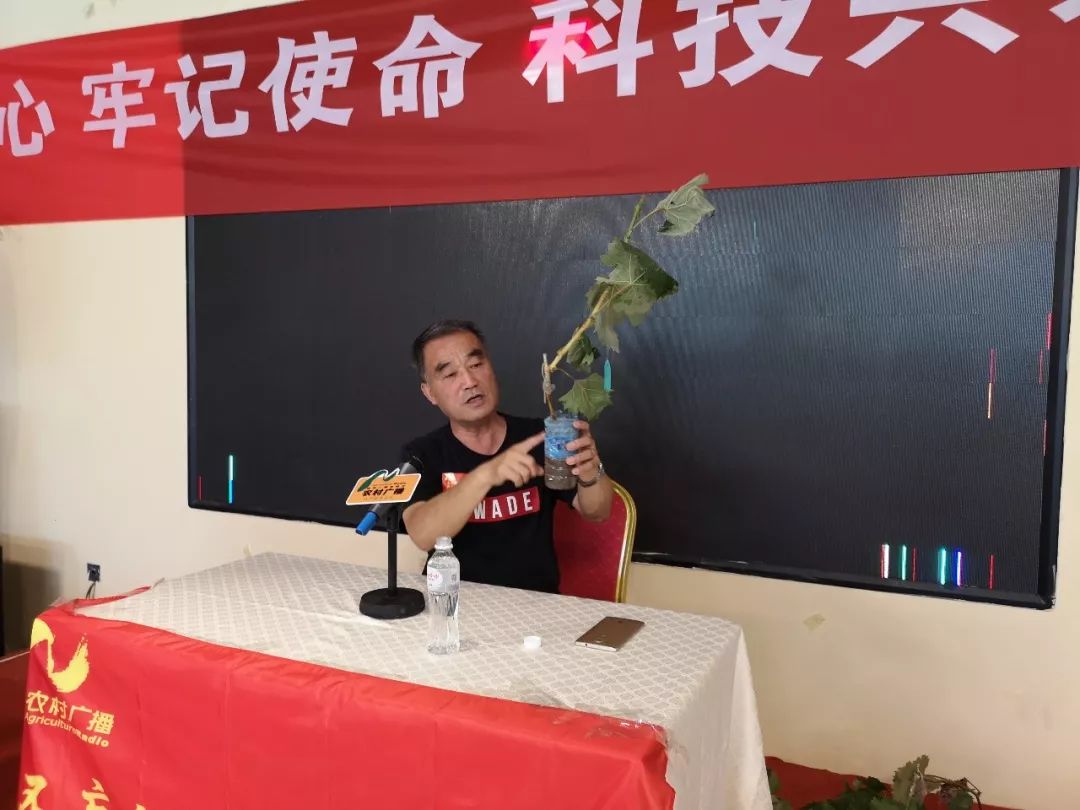 会会长刘兆强现场讲解"葡萄产业提质增效暨阳光玫瑰葡萄发展误区解析"