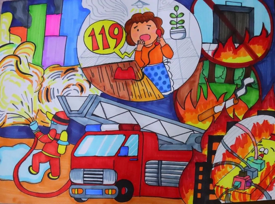 第二届平潭综合实验区儿童消防绘画作文大赛作品展示一