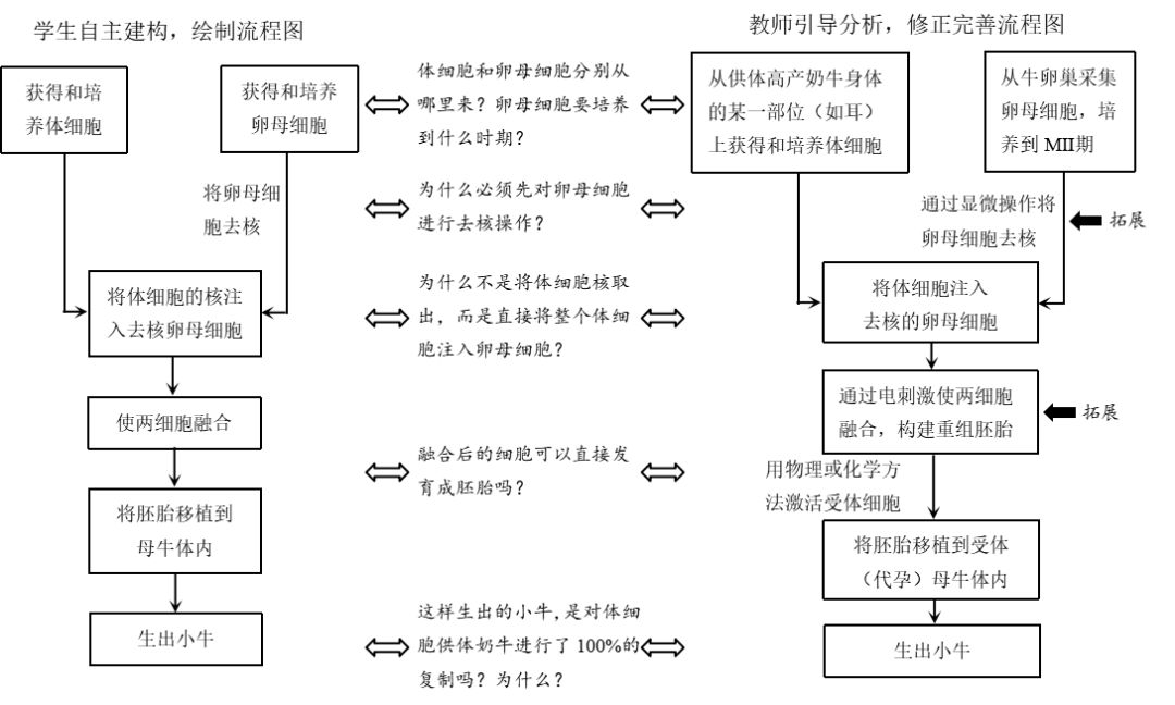 它具有简单明了,直观形象的特点,教材利用了流程图来呈现体细胞核移植