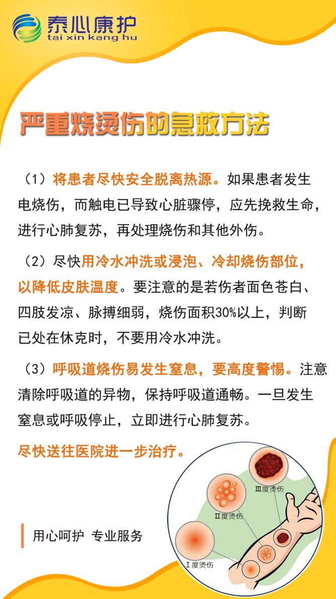 泰心康護丨燒傷燙傷急救知識,看懂這九張圖就夠了