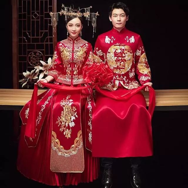 唐装龙凤褂长款旗袍男女款中式婚嫁必备