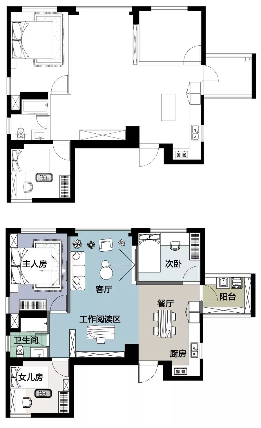 cad高清图纸 三室一厅图片