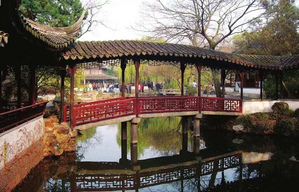 福克纳拙政园借北寺塔梧竹幽居拙政园水景香洲假山与真趣亭水院全景