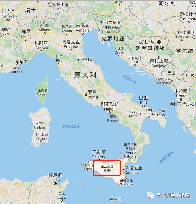 西西里岛地图高清图片