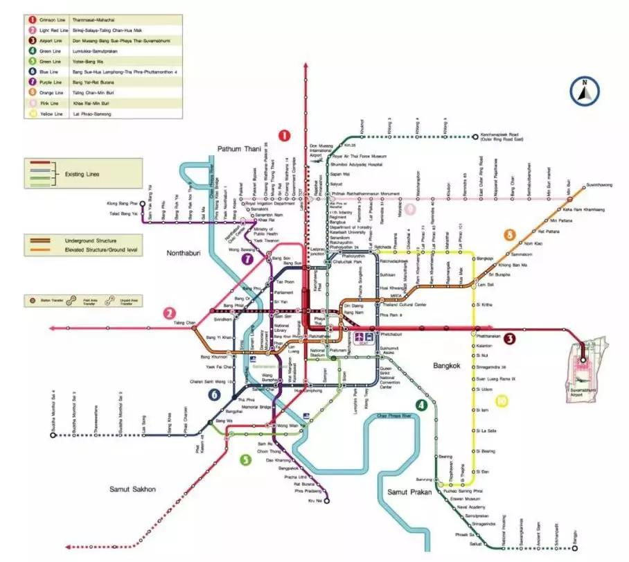 包含大皇宫泰国曼谷地铁路线规划的词条