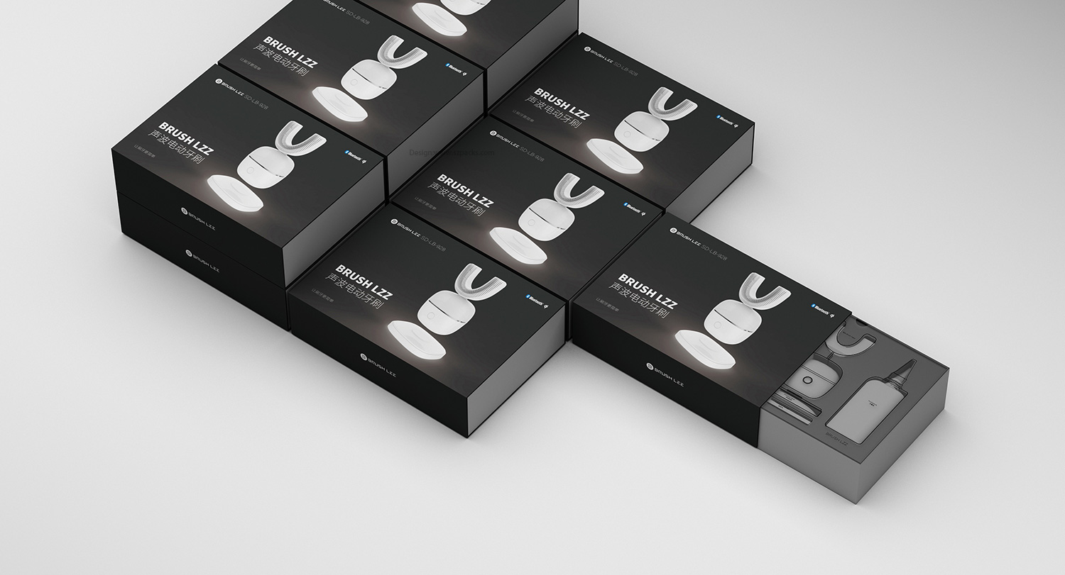 科技感极强的电动牙刷包装设计