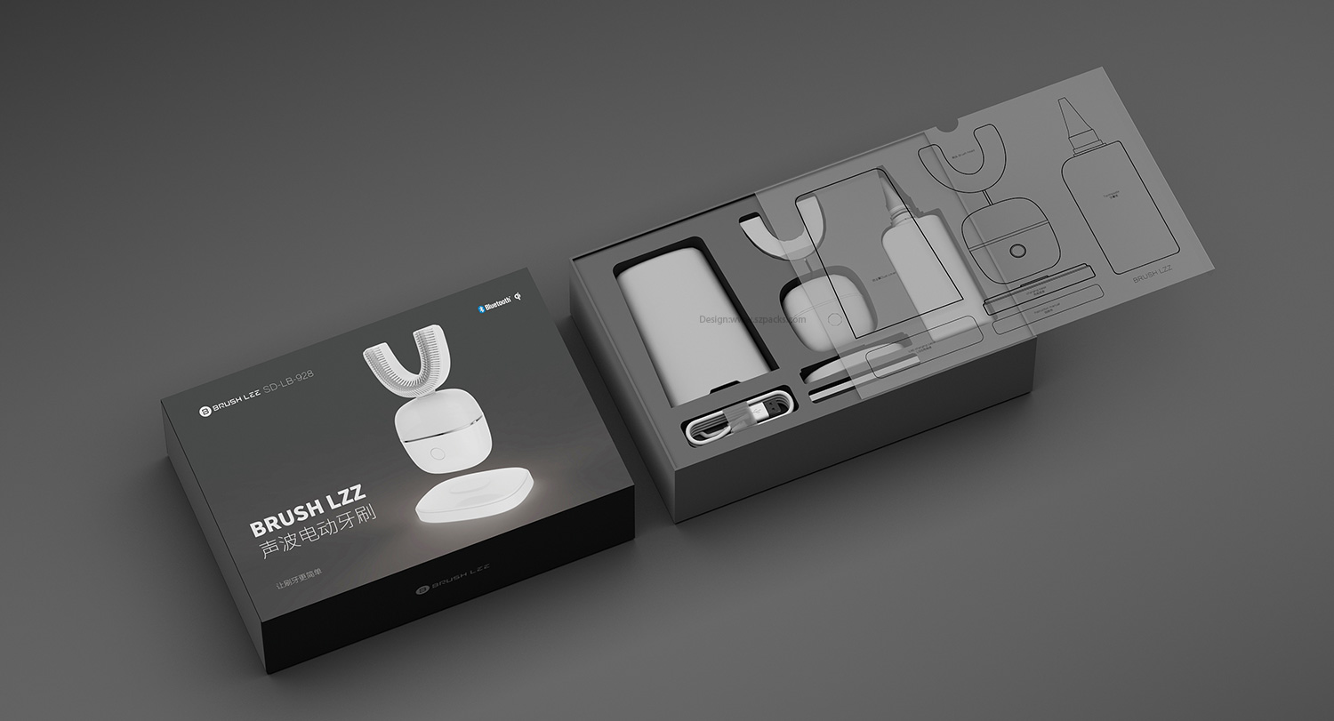 科技感极强的电动牙刷包装设计