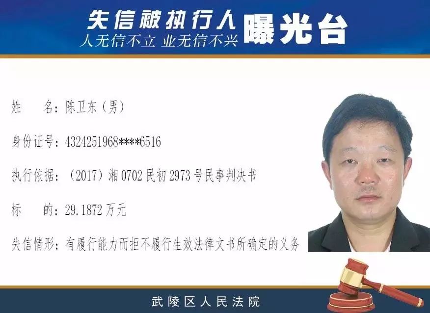 扩散常德这17名老赖赶紧还钱最多的欠557万最少的1万附照片和身份证