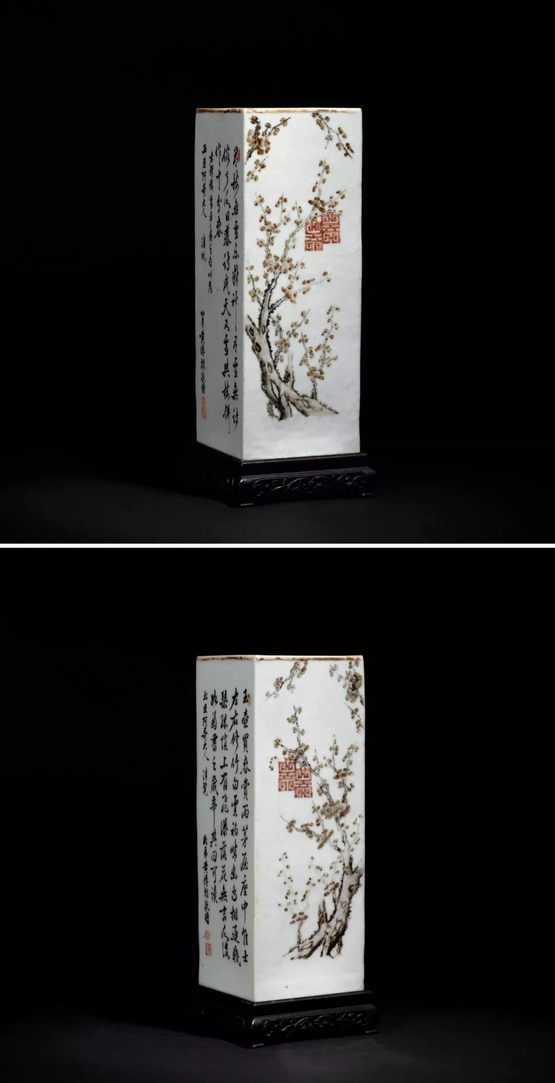 清 喻春莲步青云帽筒(1899年)lot 1014rmb: 无底价h:28cm清 六菱开窗