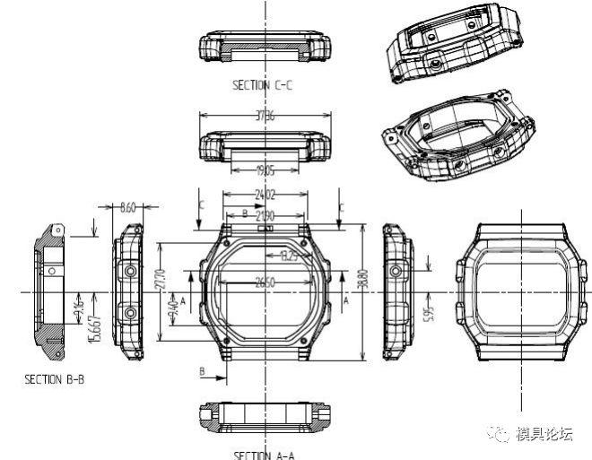 智能手表外壳注塑模具设计附带3d图