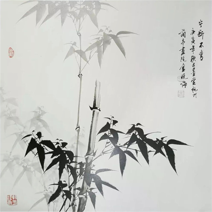 当代著名画家金晓海笔下的竹,千姿百态,禅意十足