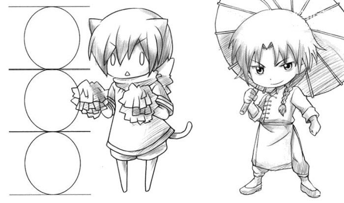 手绘动漫教程:q版1-4头身画法_人物