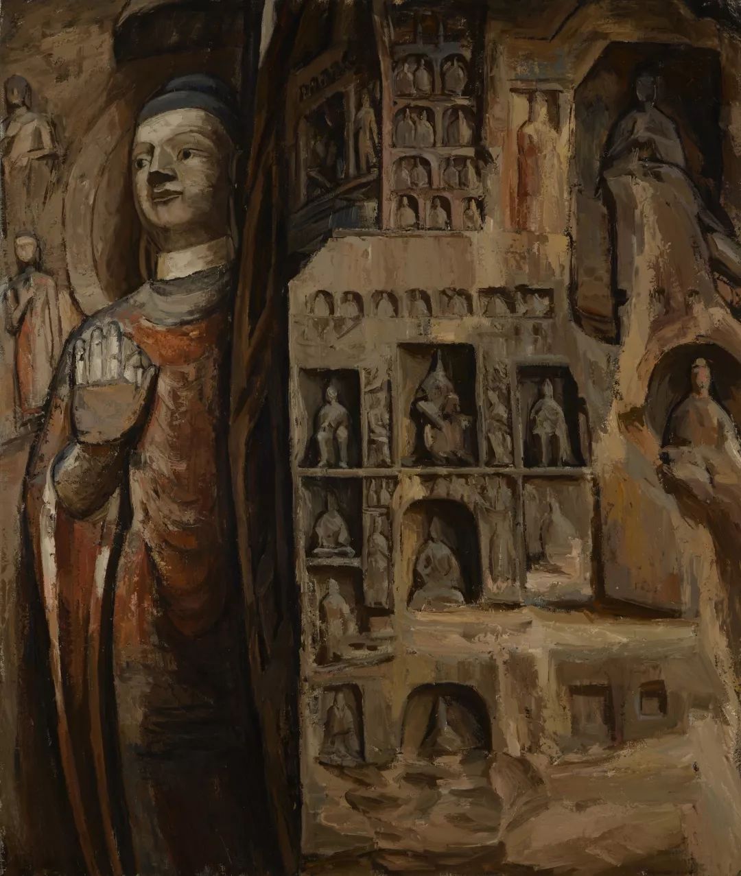 《石窟61物语之一二 》170x200cm 布面油画 2016年云冈石窟的"现场