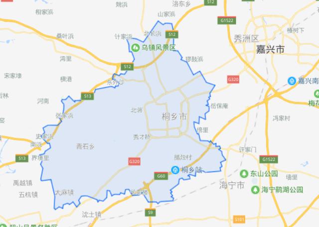 桐乡地图 全景图片