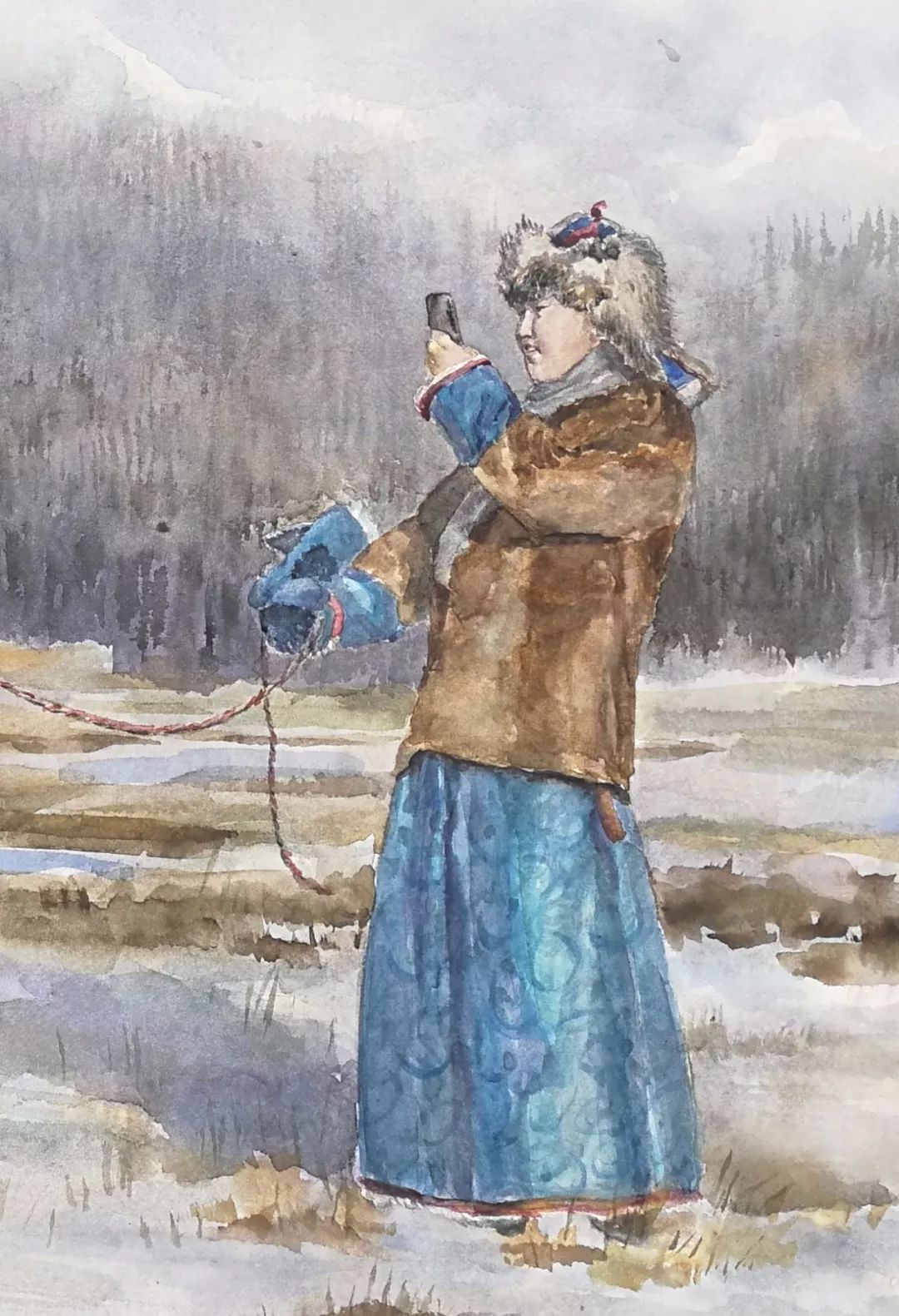 《暖冬》52x72cm 水彩