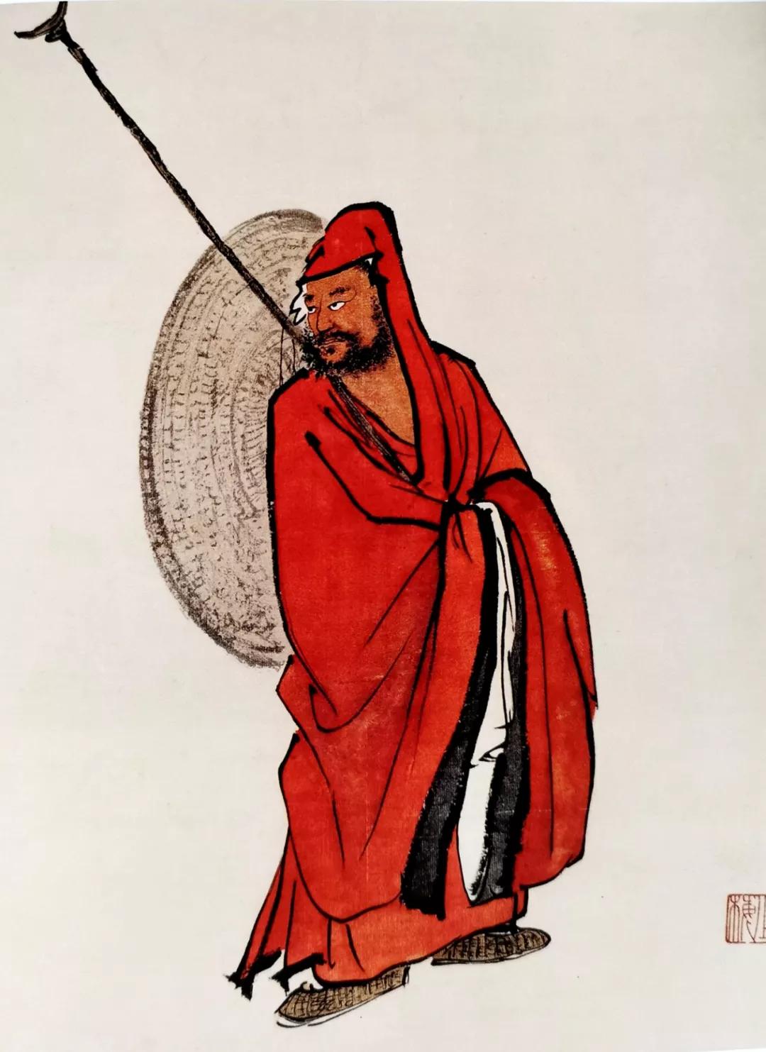 拈花微笑元吉州窑达摩人物纹双兽耳梅瓶图像赏析